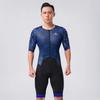 Morethan One Piece Cycling Jersey Skinsuit Chrono Suit Short Sleeve Dark 2XL Men's HVP-025, Blue,