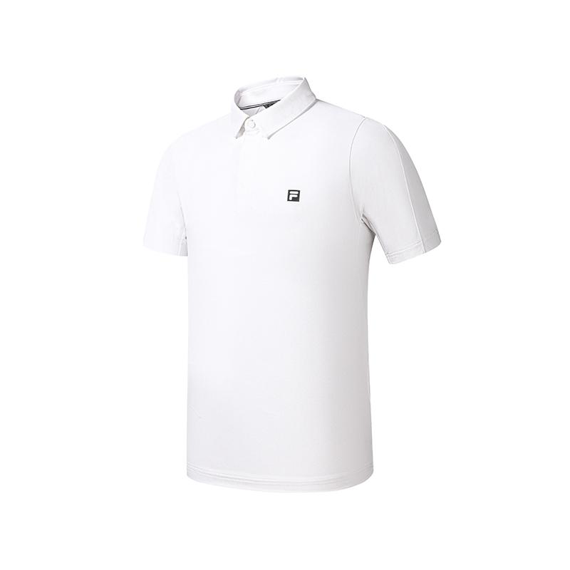 FILA Golf Iconic Outdoor Classic Sun Protection UV Resistant Knitted Short Sleeve Golf Shirt Men tops A11M635145F-WT
