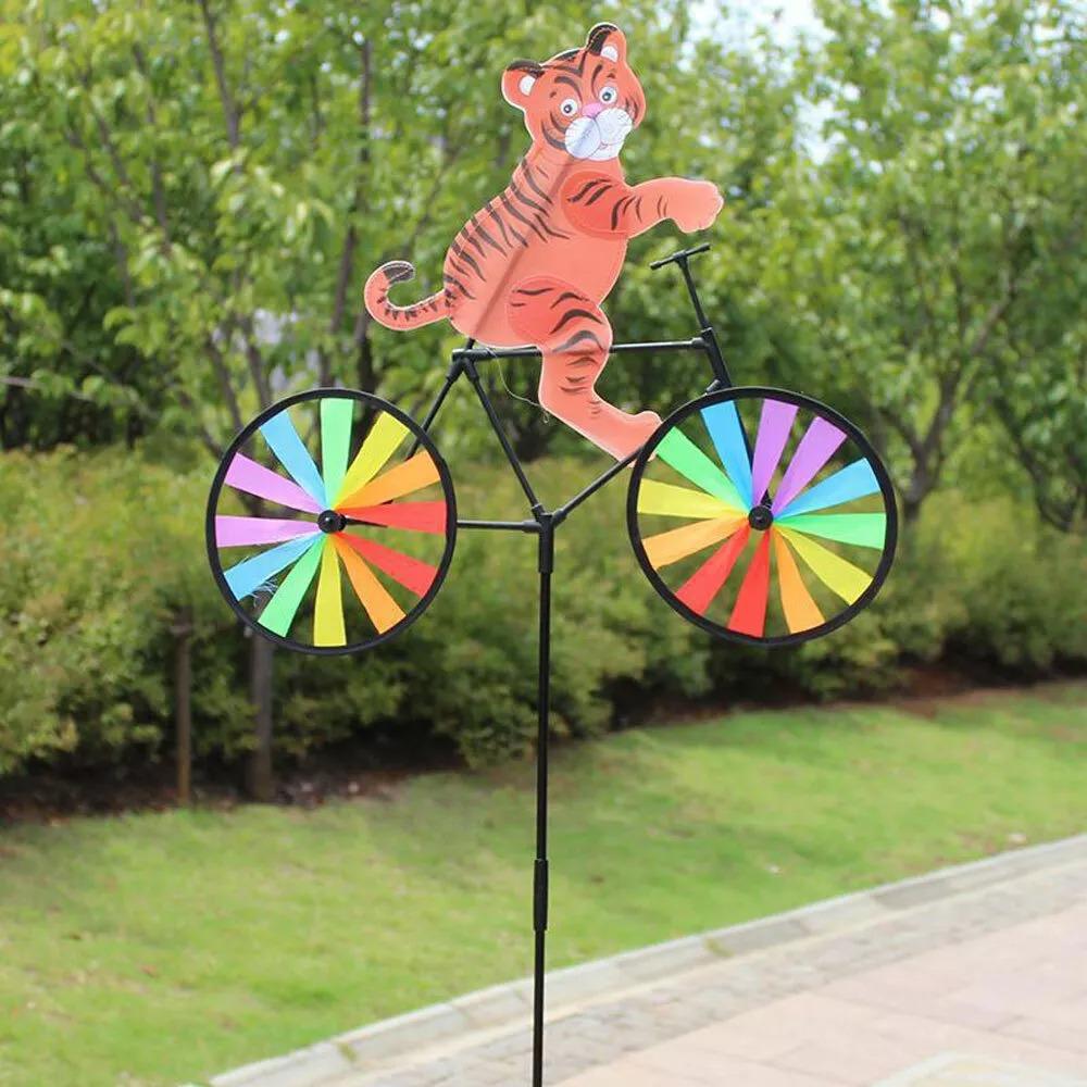 Yard Lawn Decor Animal Bicycle Wind Spinner Bee Outdoor Windmill Durable Bicycle Windmill