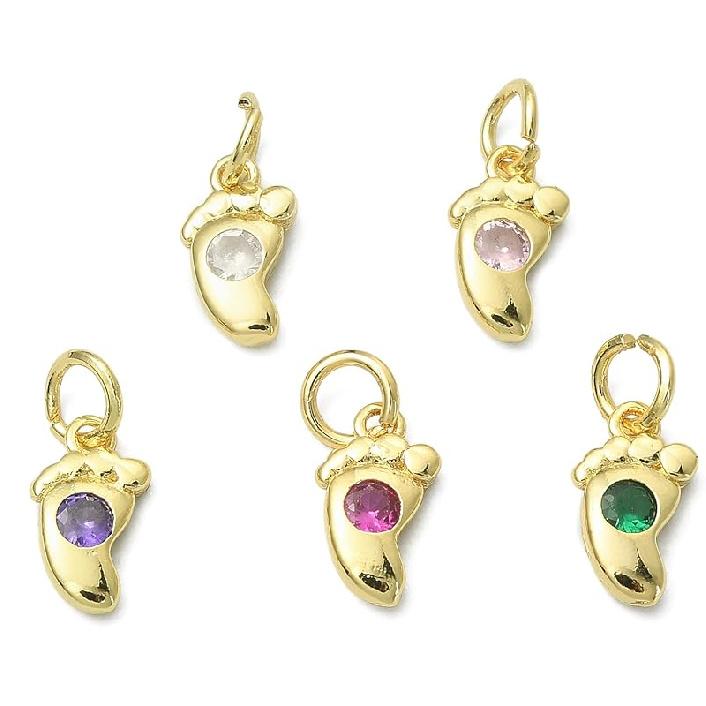 LiQunSweet 12 Pcs 6 Colors Golden Crystal Heart Charms Brass Micro Pave Cubic Zirconia CZ Stone Mini Charm Bulk for Necklace Earrings Jewelry Making