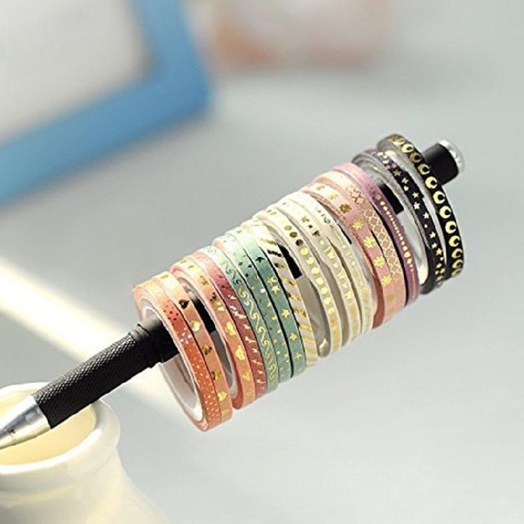 16 Roll Glittering Decorative Tape Masking Tape Hand Account Tape Slim Washis Tape Paper Tape Journal Supplies