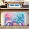 2D Little Mermaid Photo Backdrop with Colorful Tails and Underwater Scene