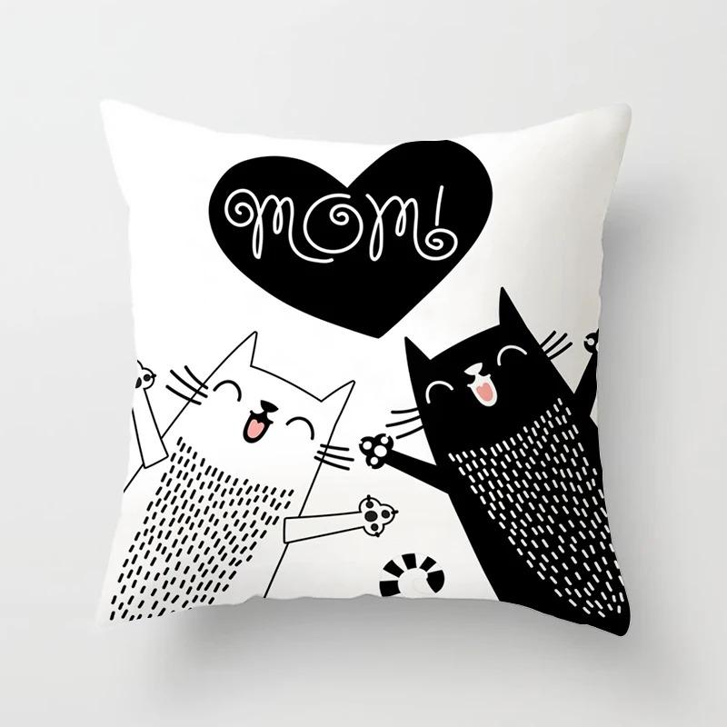 Abstract Black Cat Pattern Pillowcase Office Living Room Home Pillowcase Car Ornaments