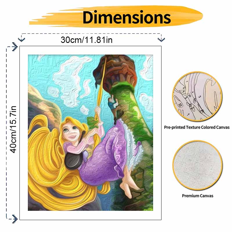 Disney DIY Oil Painting Art Painting Kit Tangled Rapunzel Home Wall Decor Handmade Gift Coloring by Numbers Creative Craft Artwork Set