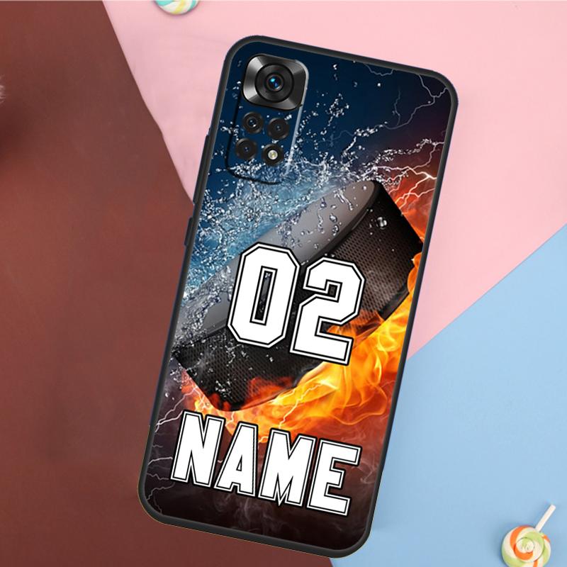 PERSONALIZED NUMBER Hockey BASKETBALL Case For Xiaomi Redmi Note 11 Pro 11S 8 9 12 10 Pro 10S 9S Redmi 10 12C 9C 10C Back Cover