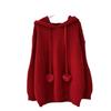 Hooded soft waxy knitted sweater top autumn and winter new loose milk fufu lazy wind sweater pullover woman