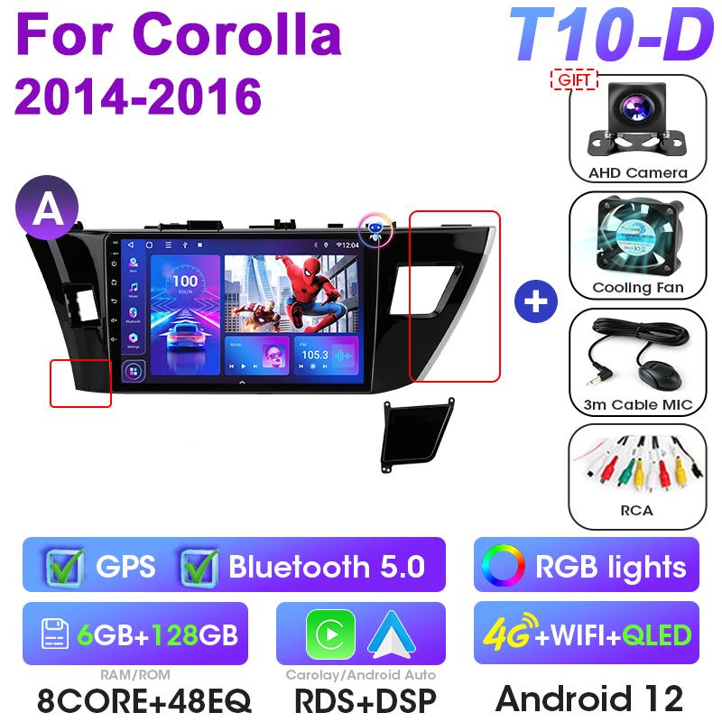 2 Din Android 12 Car Radio For Toyota Corolla Ralink 2013-2016 Multimedia Video Player GPS 4G Carplay Auto Stereo DVD Head Unit