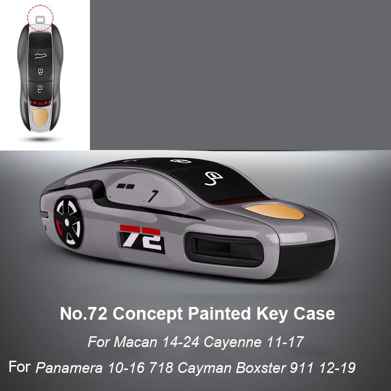 Pro Porsche Panamera Cayenne Macan 718 Cayman Boxster 911 Taycan 10-25 Auto Zelená Grello Lakovaný Klíčenka Ochranný Kryt