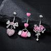 Belly Button Piercing Heart Ring Stainless Steel Copper Anti-Allergy Navel Jewelry for Summer Beach Swimming Accessories