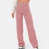 New Women High Waist Casual Straight Pants with Pockets European American Fashion Elastic Waist Button