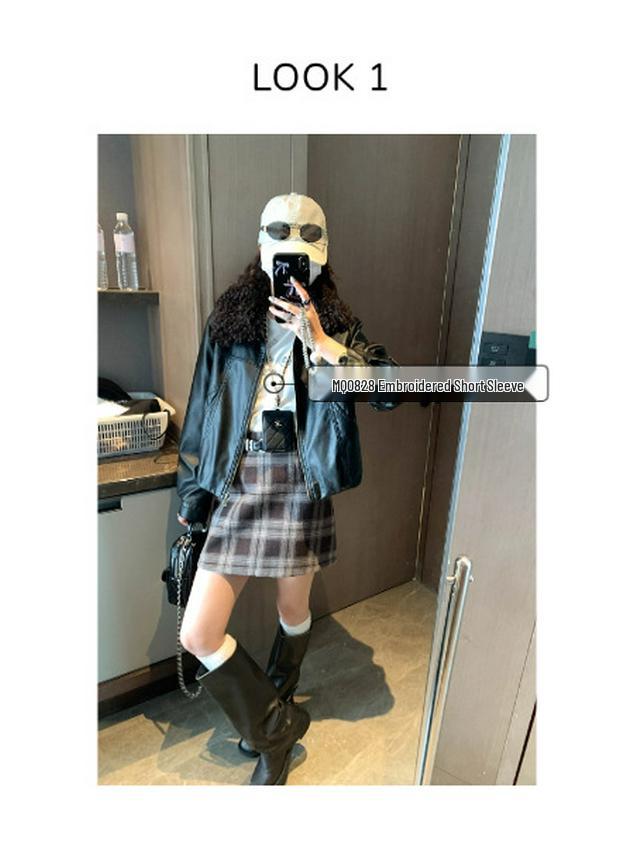 Moqie Retro Wool Plaid A-line Slimming Skirt MQ1000