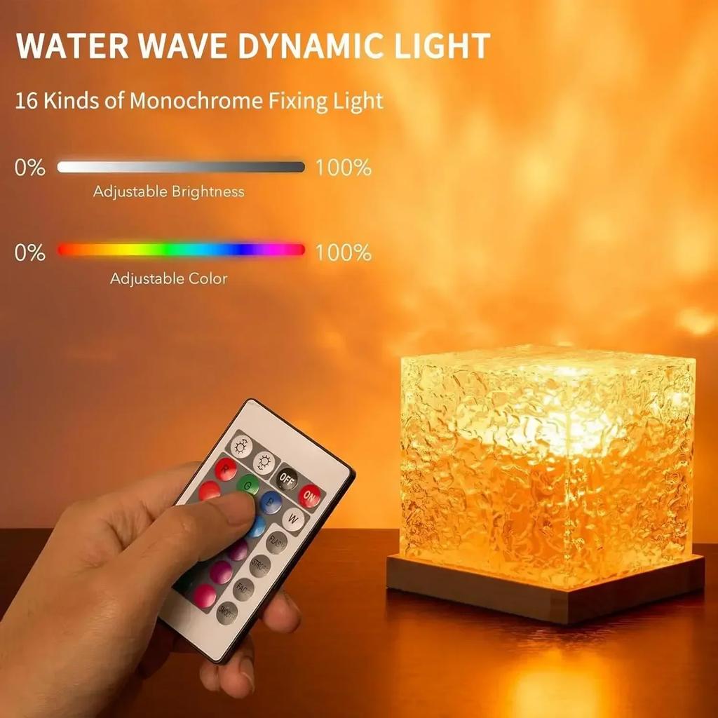Ocean Wave Projektör Işığı 16 Renk Gece Yarısı Aura Aurora Parıltılı Lamba Ev Ofis Bar Restoran Sualtı Projektör Gece Işığı