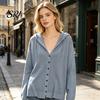 Everyday Wear Women Top Tops Hooded Drawstring Long Sleeve Pure Color Casual Blouse Summer Breathable Loose Fit Thin Ice Silk Sun Protection Coat