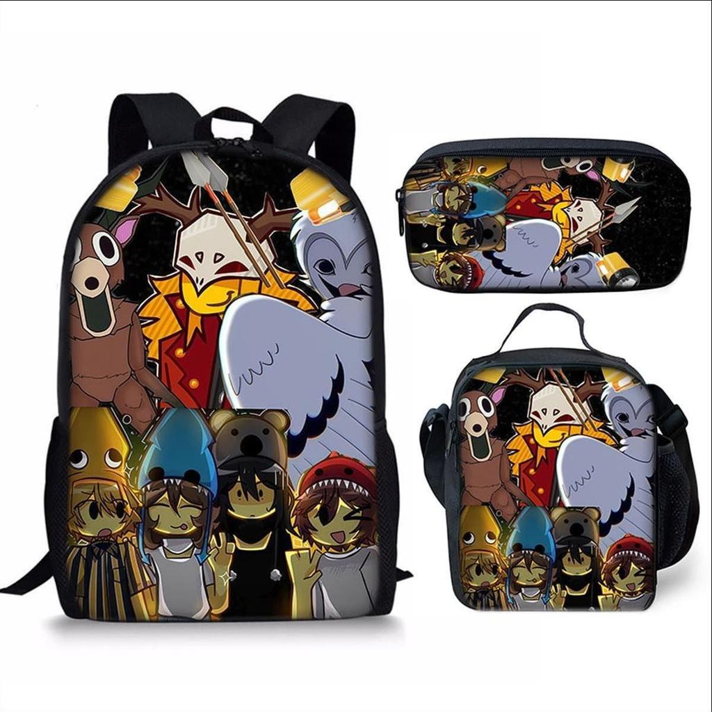 Cool Girls Printing Anime 3Pcs/Set Daily Pack Pupil School Carry Carrier Kid Sweet Outing Backpack Children Birthday Gift