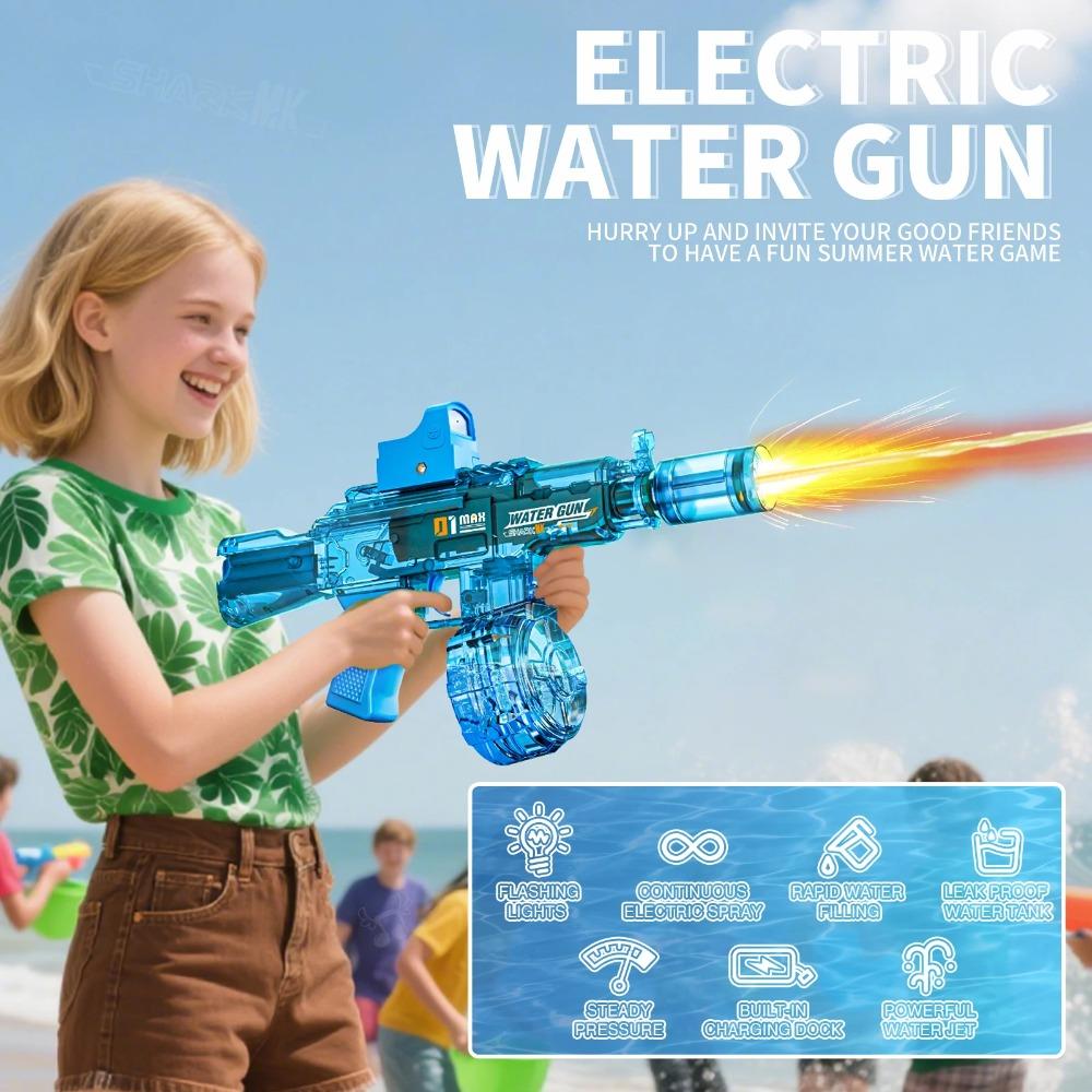 Electric Water Gun With Realistic Gun Muzzle Flame Toy Full Automatic Shoot Outdoor Game For Children Boys Girl Adults Gift