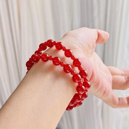 Women Red Agate Bracelet, 8mm/10mm Single/Double Loop, Ethnic Style Travel Gift