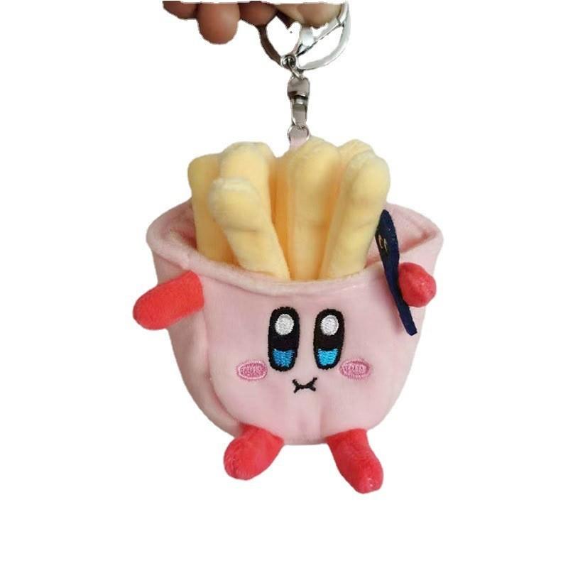 Adorable Kirby Plush Toy Hamburger Fries Keychain Soft Cotton Short Plush 11cm