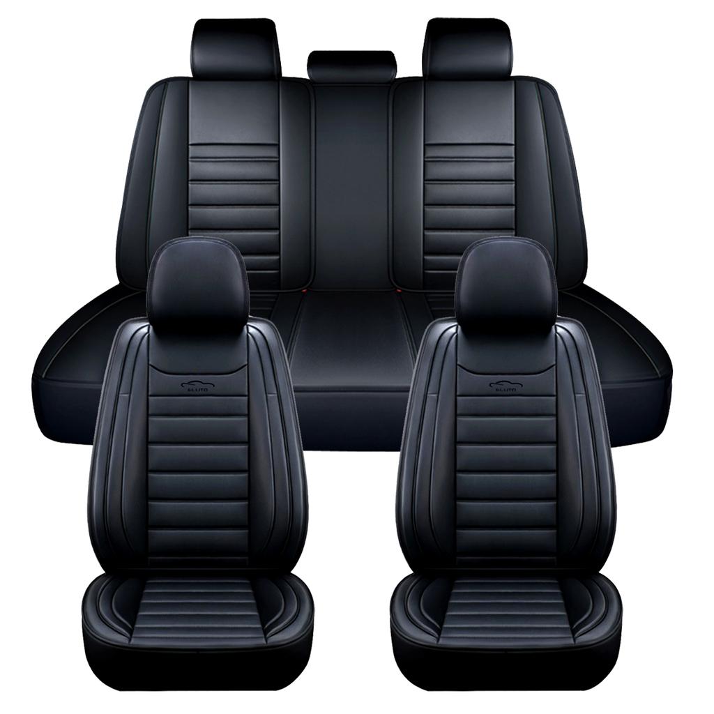11PCS 5 Seats Car Seat Covers Automobiles Seat Covers Protector Cushion Deluxe PU Leather Front+Rear Full Set SUV Truck