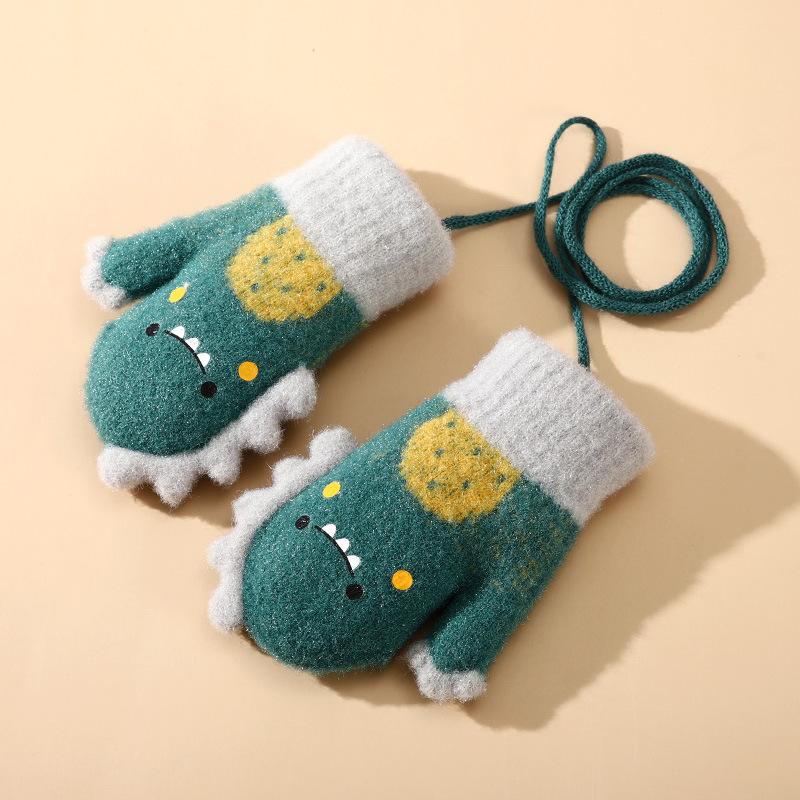 Children's New Winter Warmth and Thickened Gloves for Cold and Velvet Kids Baby Knitted Gloves Cartoon Children's Gloves