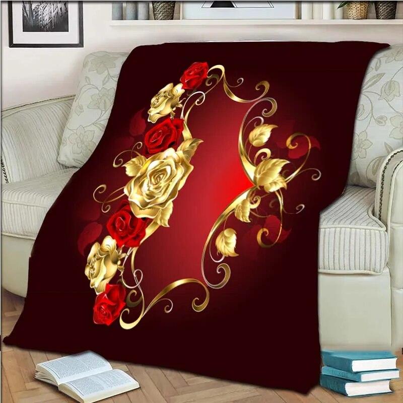 Одеяло с розой, флисовое теплое, уютное, мягкое одеяло для дивана-кровати, цветное антистатическое одеяло для машинной стирки, для кроватей 75x100cm (30x40inch)