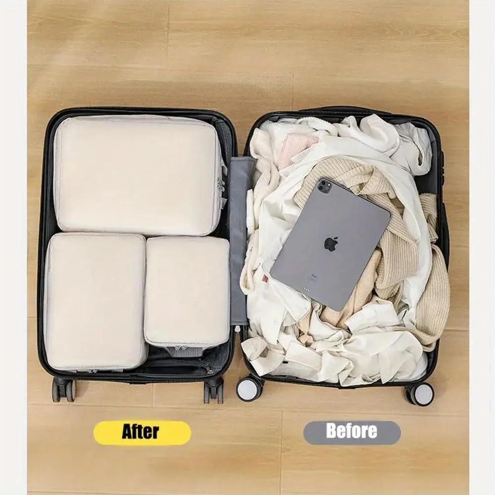 4Pcs/set Compression Packing Cubes Set for Suitcase Expandable Travel Luggage Storage Bags Travel Accessories Organizers