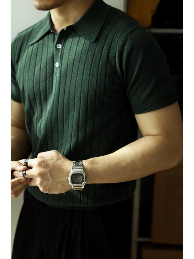 Polo de Manga Corta para Hombre de Color Sólido - Estilo Trendy, Versátil y Juvenil para el Verano