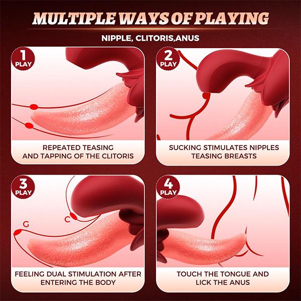 Realistic Tongue Licking Sucking Vibrator Nipples Clitoral Stimulator Clit Sucker Rabbit Sex Toys for Women Female Masturbation