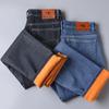 Winter Men's Warm Fleece Jeans Men Business Thicken Denim Trousers Stretch Slim Fit Pants Plus Size 28-40