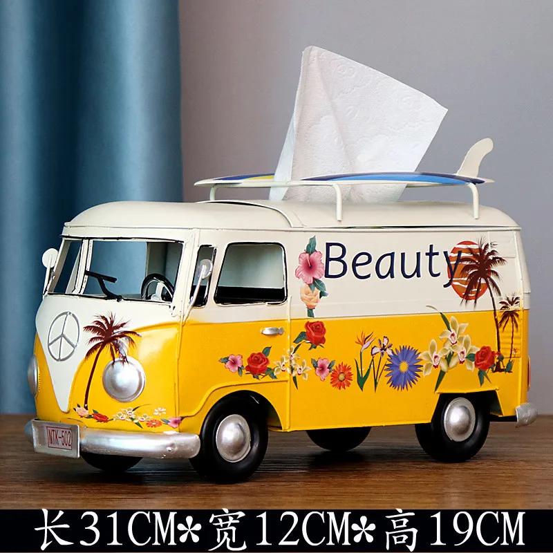 Scatola portatovaglioli a forma di Scarabeo Bus in Ferro Battuto Retrò Americano Scatola portatovaglioli Creativa Modello di Auto Decorazione Artigianato Regalo Speciale Decorazione per la Casa