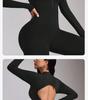 High-Intensity Zipper Long-Sleeve Yoga Bodysuit & Trousers Set