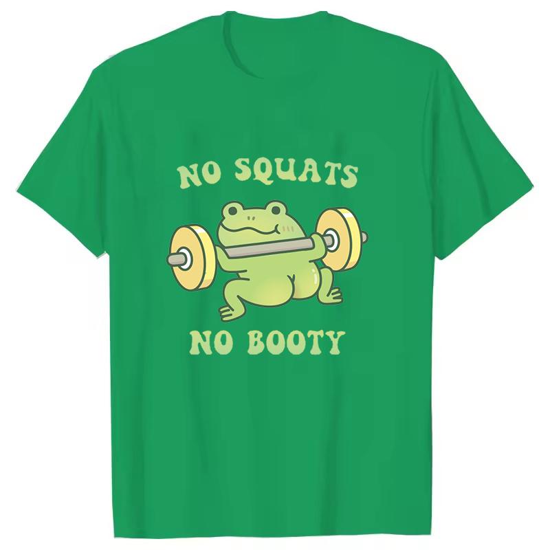 No Squats No Booty Letter Pattern Tshirts Unisex Women Unisex Casual Loose Round Neck Creative Personalized Shirts Street Harajuku