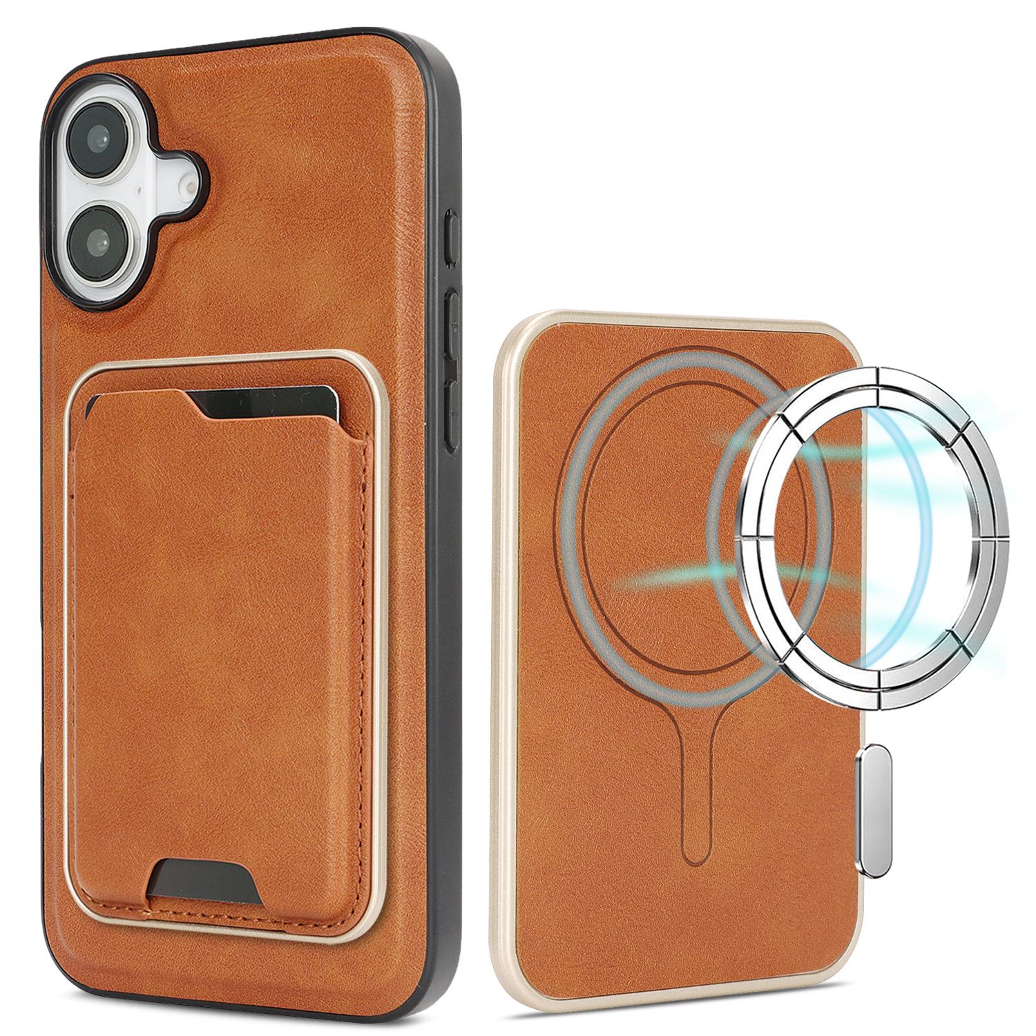 

For iPhone 17 Case Compatible with MagSafe Ultra Thin Card Holder PU Leather Coated TPU Cover