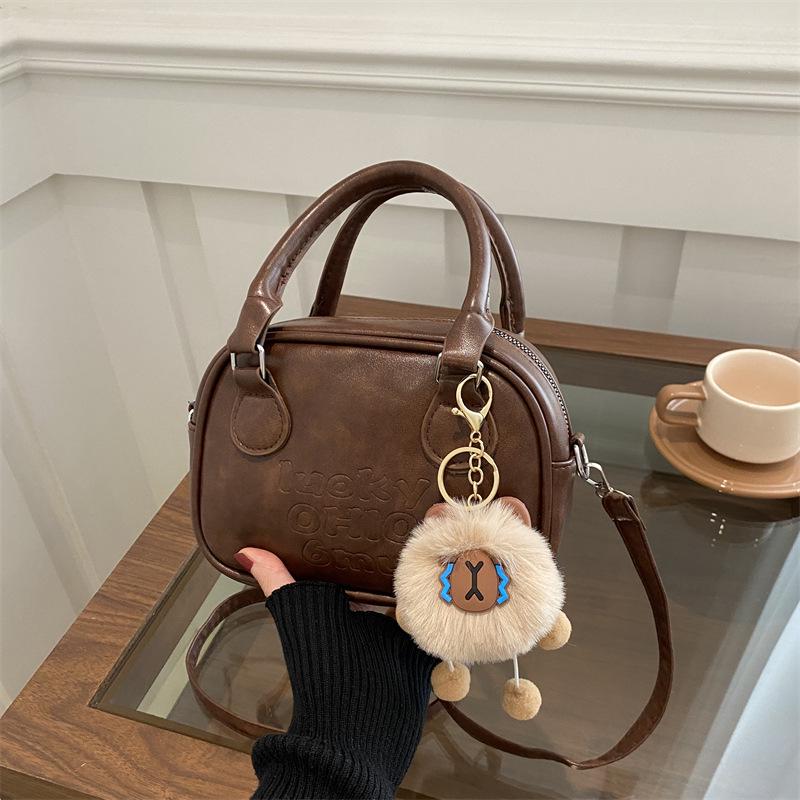 Women's 2025 Large Capacity Korean Fashion Shoulder & Crossbody Bag - Casual Retro Solid Color Handbag