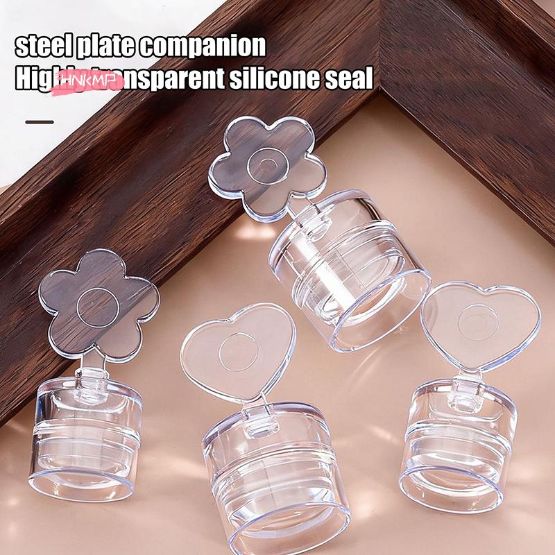 Transparent Nail Stamper And Scraper Set Heart & Flower Shaped Jelly Silicone Head for French Style Nail Art Printing