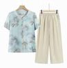 Stylish Two-Piece Summer Top for Middle-aged & Elderly Women - Short-Sleeve Shirt Set for Moms & Grandmas