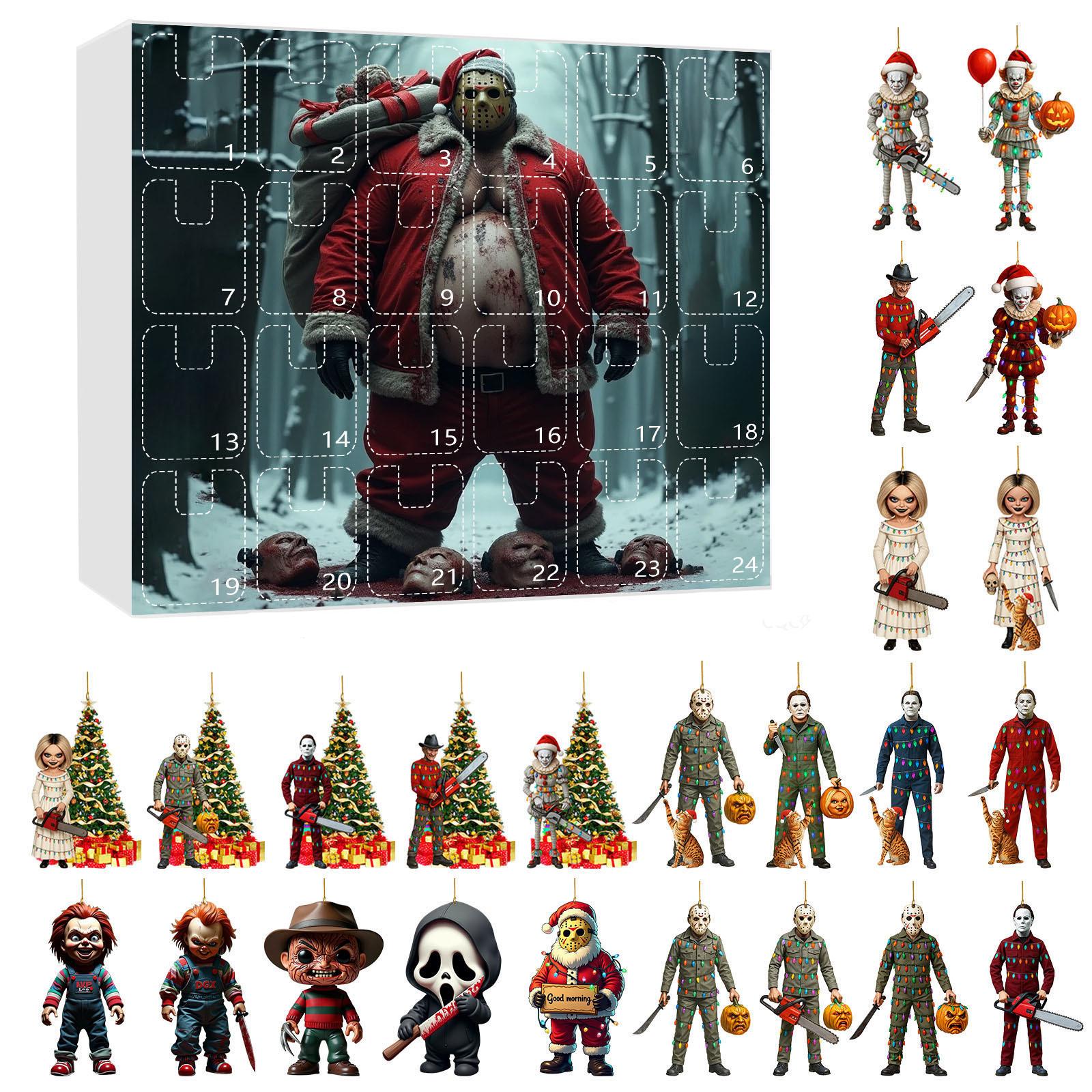 

2D Plane Blindbox Airplane Box 24-day Countdown Calendar Horror Character Halloween Blindbox Christmas Tree Dress Up Holiday Ornaments One Size