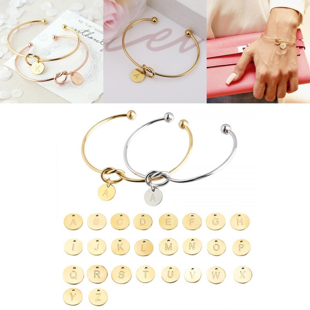 Personalized Monogram Knot Bracelet Elegant Fashion Statement Jewelry Gift For Bridesmaids In Rose Gold And Silver