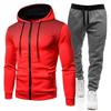 New European & American Polka Dot Print Zipper Hoodie & Sweatpants Set with Velvet for Men & Women.