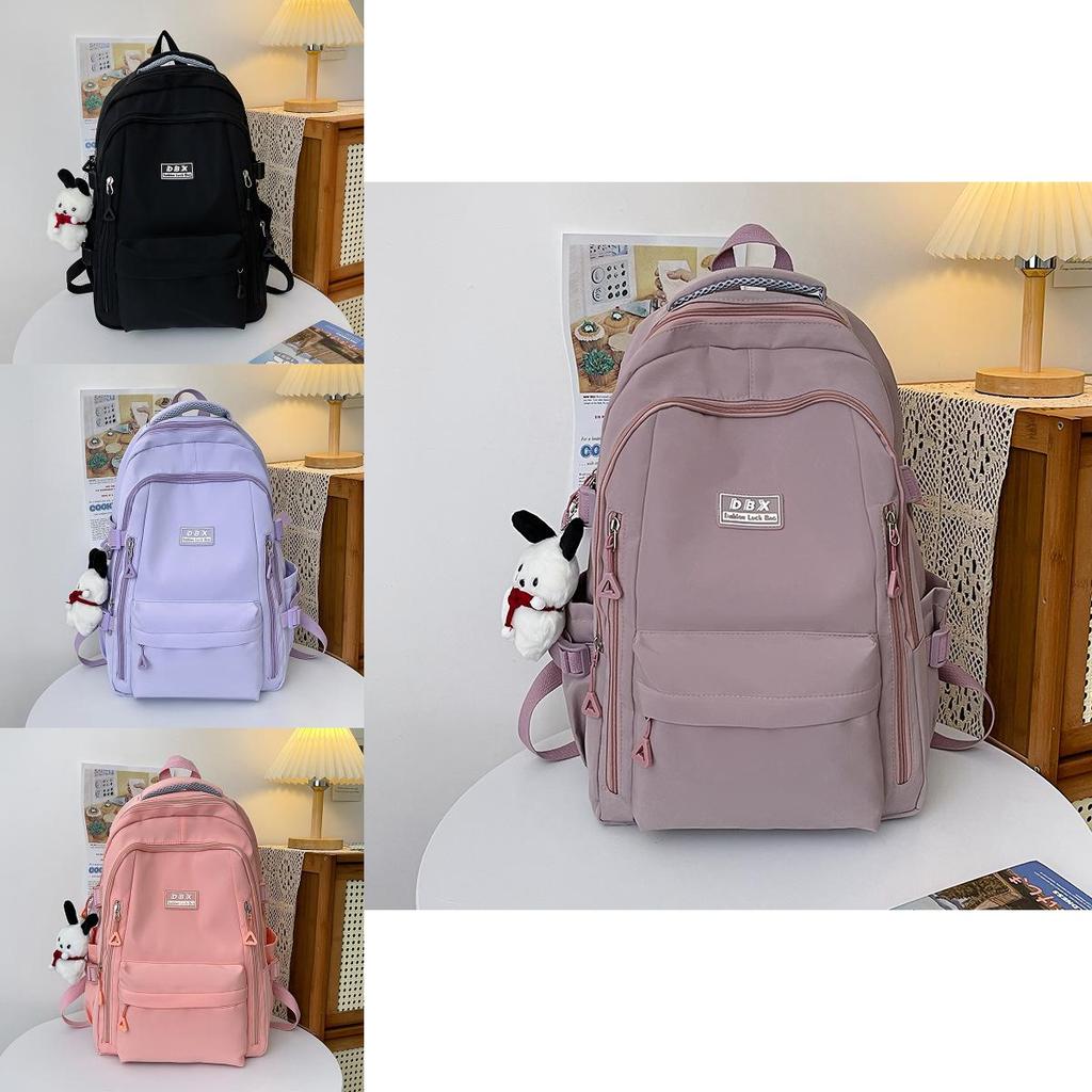 Simple Nylon School Backpack For Middle School Girls With Waterproof And Spacious Design For Education Use