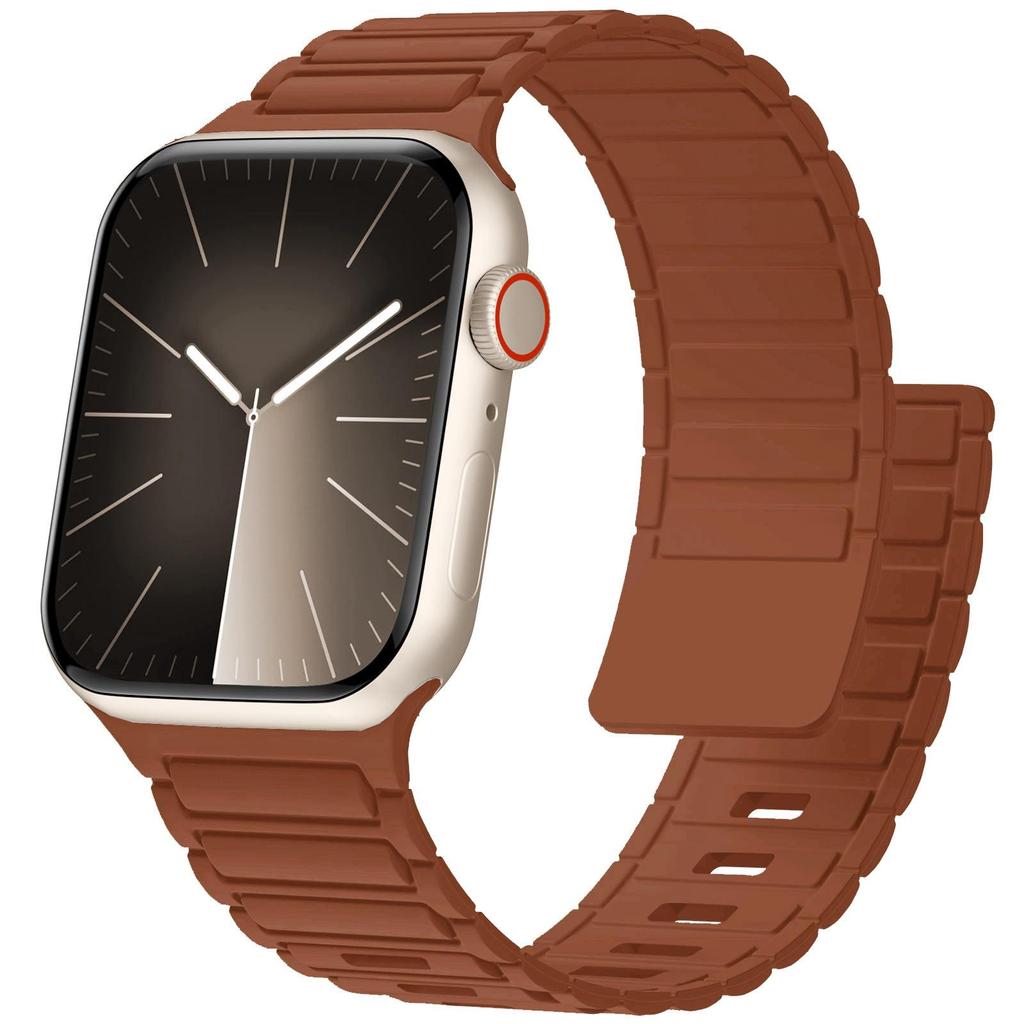 Bracelet Magnétique en Silicone Robuste pour Apple iWatch S11 - Boucle à Trois Perles Ultra Sécurisée
