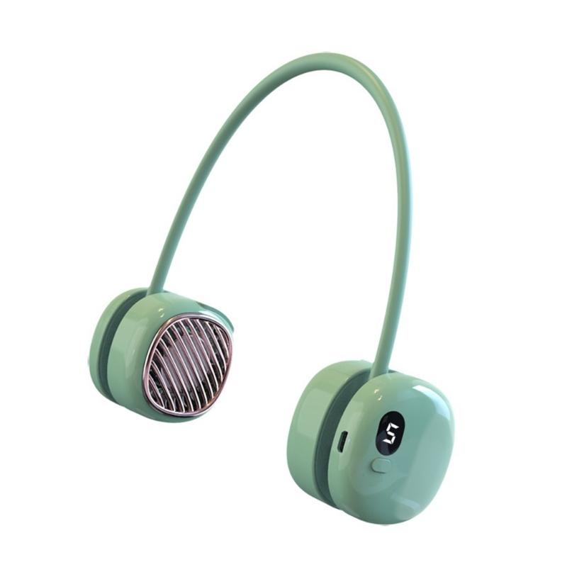 

Intelligent Wearable Fan Micro USB 5Pin Rechargeable Hanging Neckband Fan 3.7V/3000mAh Battery for Outdoor Activities зелений
