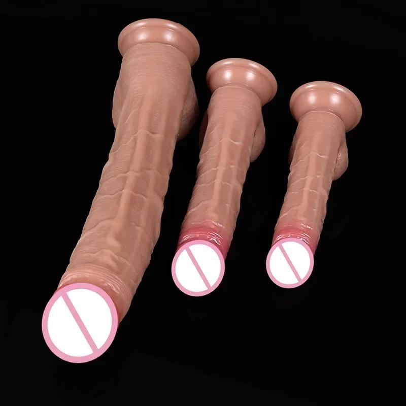 Spuer Bigger Realistic Dildos Silicone Layer Penis with Suction Cup Adult Sexy Toys for Woman Men Vagina Anal Massage Stimulator