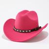 Autumn and Winter Men and Women Retro Ethnic Style Woolen One-word Top Cowboy Hat Big-brimmed Top Hat Jazz Hat