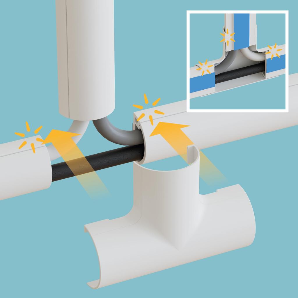 D-Line 4m Semicircular Adhesive Wire Cover, Paintable, 2.0cm (W) x 1.0cm (H) x 40cm (L), Pack of 10 (White), Includes 19 Joints