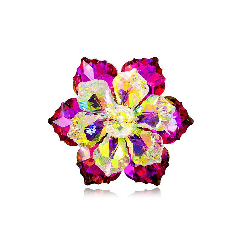 Hand-Woven Multi-Faceted Color-Changing Snowflake Flower Brooch for Suits - Unisex