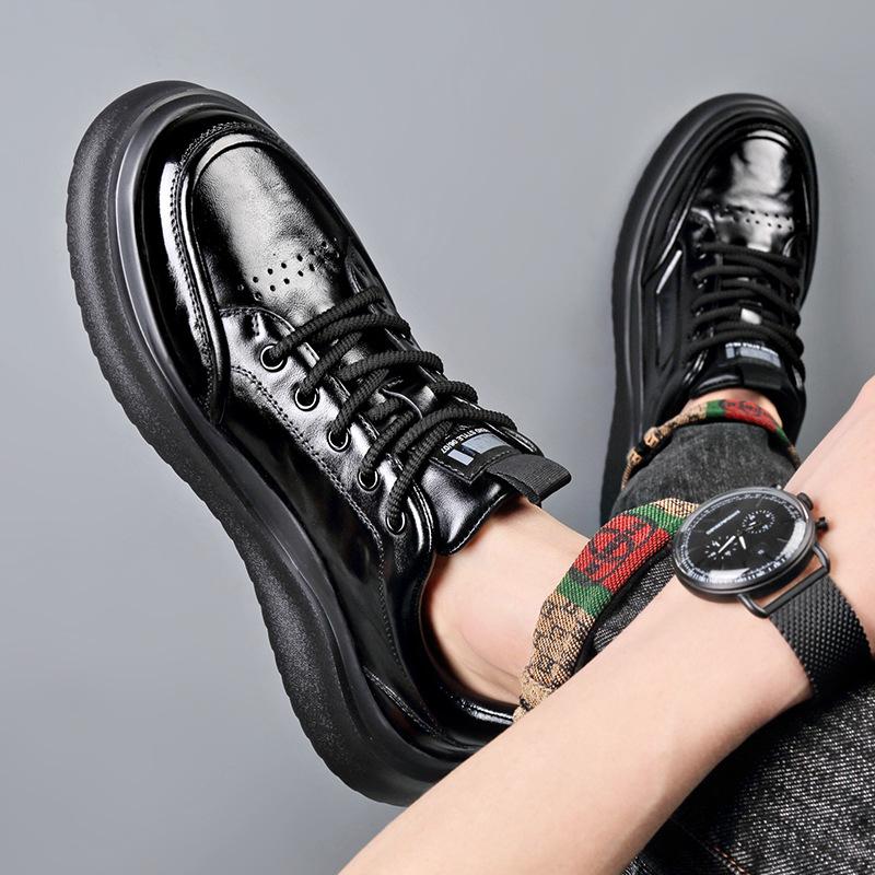 Cow Leather Soft Soles Casual Sneakers for Men Autumn Winter New Sports Board Shoes Male Solid Color Fashion Designer Shoes Man