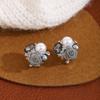 French Elegant Rose Super Flash Crystal Pearl Stud Earrings Women'S Fashion Earrings Light Luxury High-End Earrings Ear Jewelry