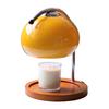 Candle Warmer Lamp Wooden Rack Iron Stand Glass Lampshade Decorative Retro Candle Melting Lamp with Timer Orange EU Plug