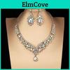 Necklace 1 Earrings Set Bridal Water Dropshaped Rhinestones Jewelry Geometric Adjustable Jewelry Set For Wedding