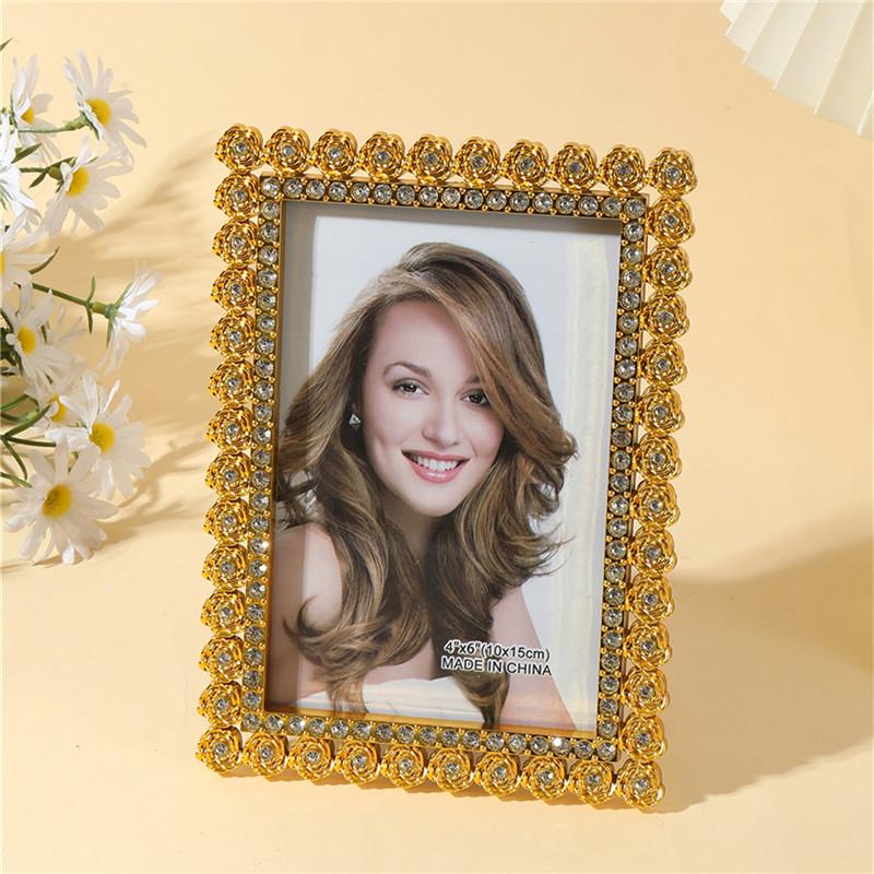 

1Pc silver/gold floral Baroque photo frame supports desktop placement, wedding decoration photo frame, gift 6-inch home decor жёлтый